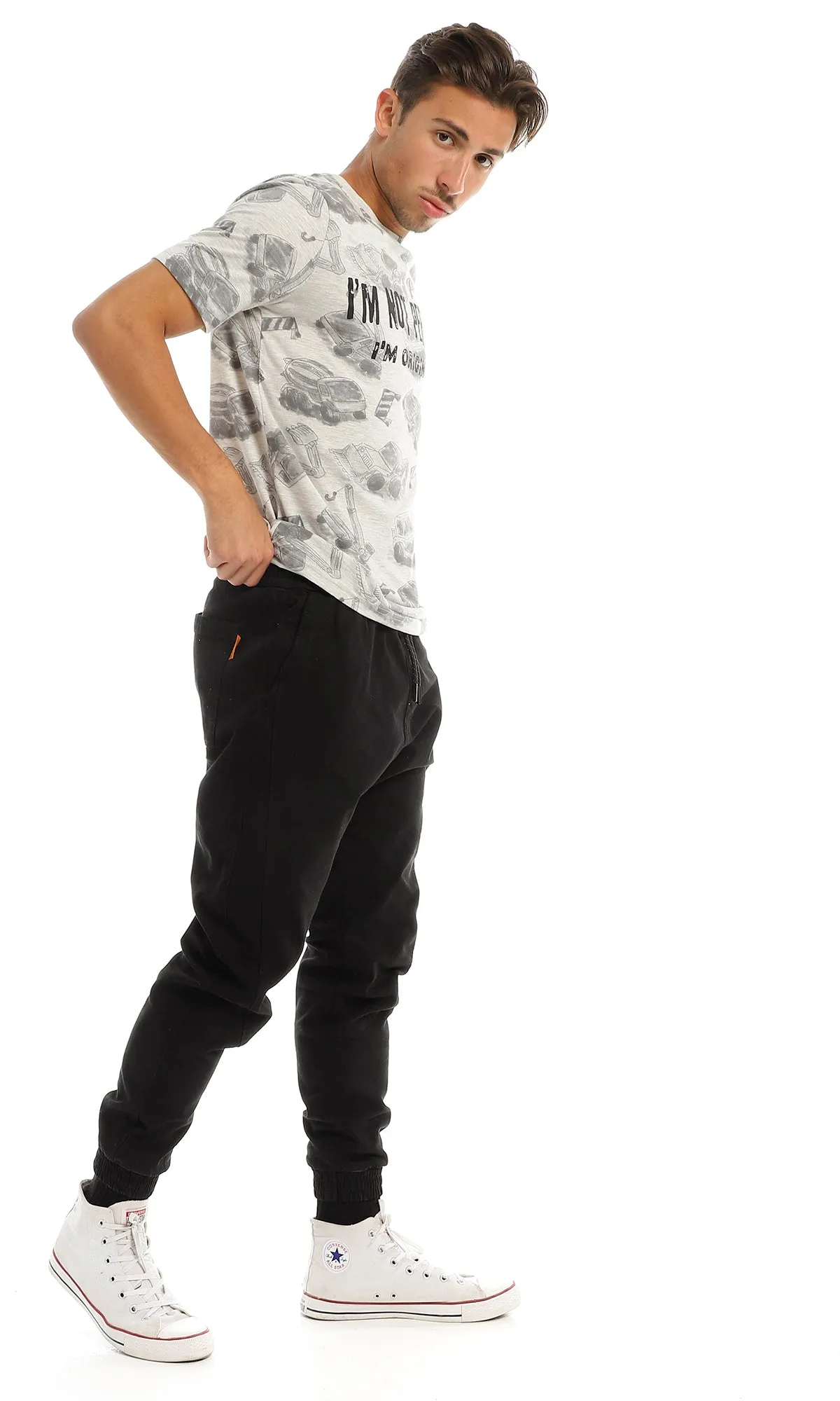 97375 "I'M Not Perfect I'M Original " Printed Grey T-Shirt