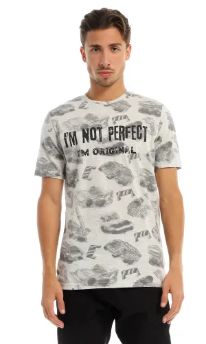 97375 "I'M Not Perfect I'M Original " Printed Grey T-Shirt