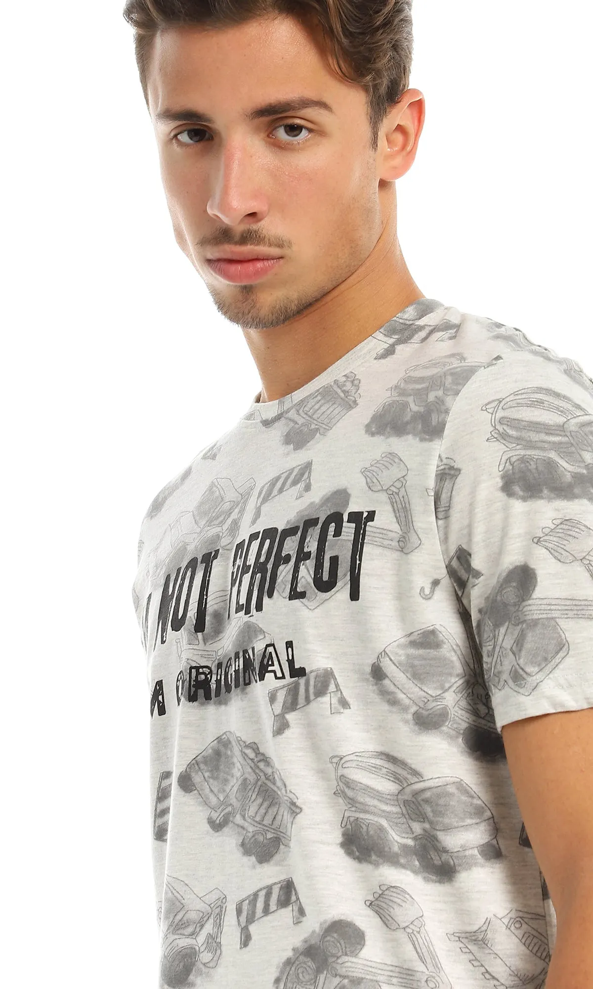 97375 "I'M Not Perfect I'M Original " Printed Grey T-Shirt
