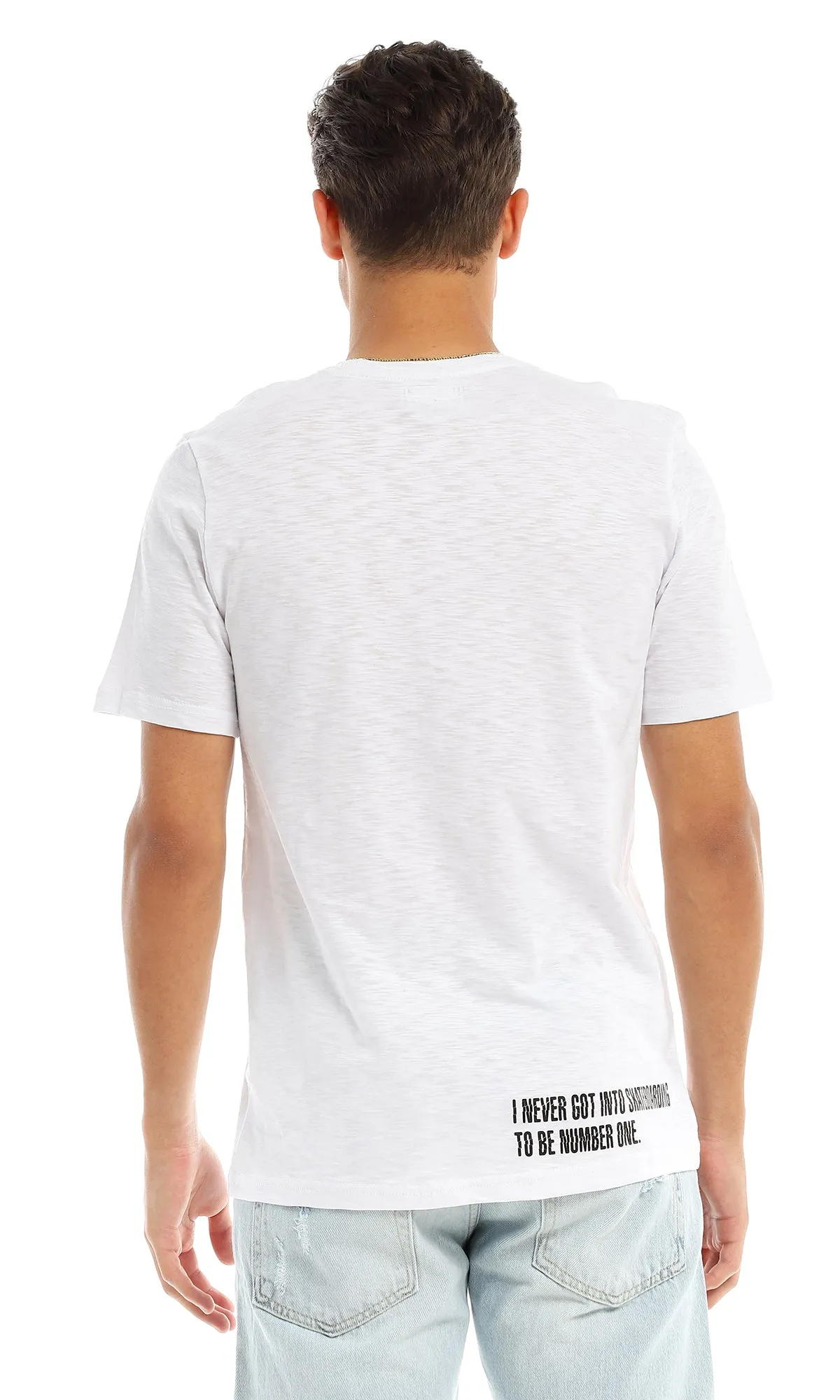 97422 Side Printed Smiley Face White T-Shirt