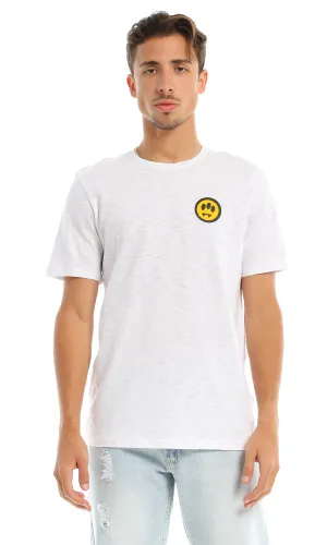 97422 Side Printed Smiley Face White T-Shirt