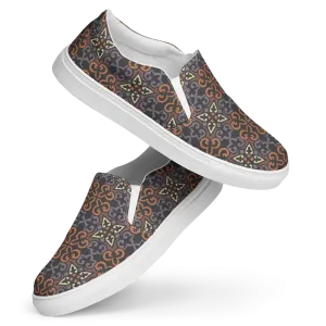 Chic Geometric Canvas Slip Ons for Women