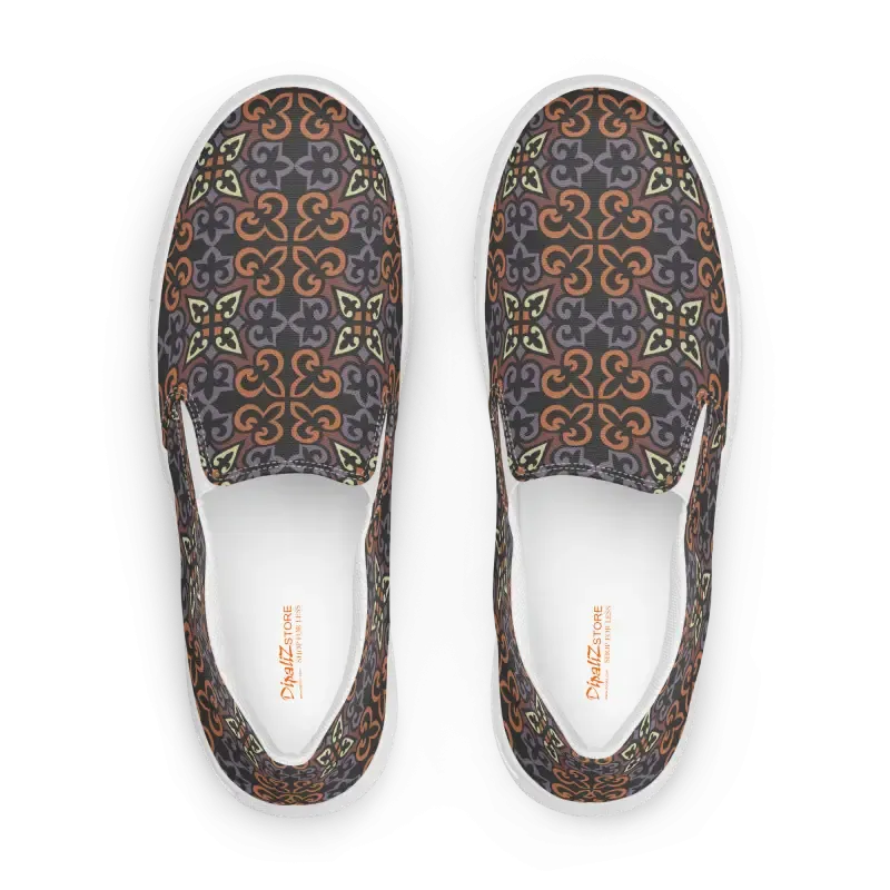 Chic Geometric Canvas Slip Ons for Women