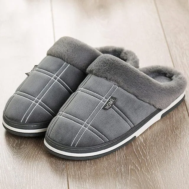 Cozy Plaid Fleece Slippers for Indoor Comfort