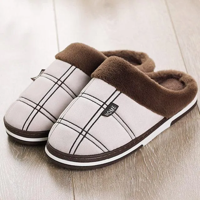 Cozy Plaid Fleece Slippers for Indoor Comfort