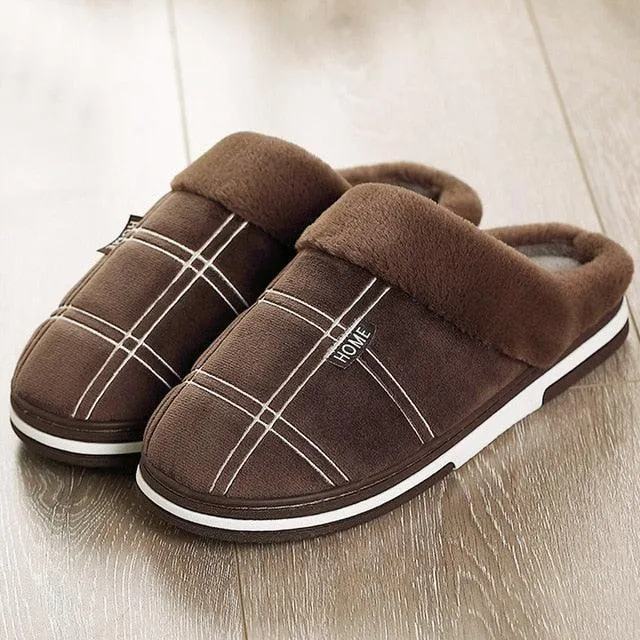 Cozy Plaid Fleece Slippers for Indoor Comfort