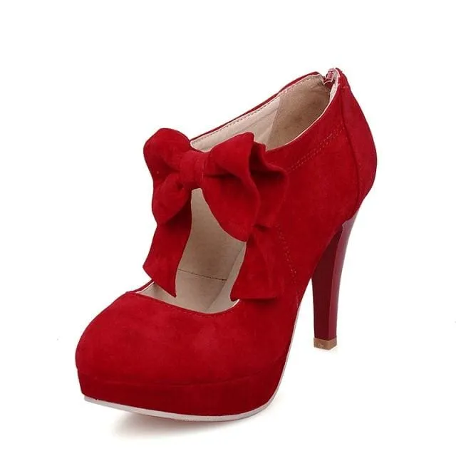 Fashion Bowtie Butterfly Knot Women Spike Heels