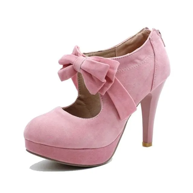 Fashion Bowtie Butterfly Knot Women Spike Heels