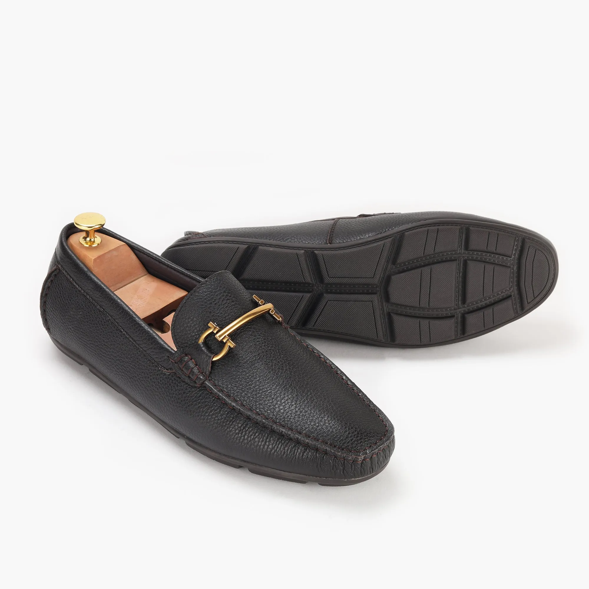 Horsebit Gold Buckle Loafers