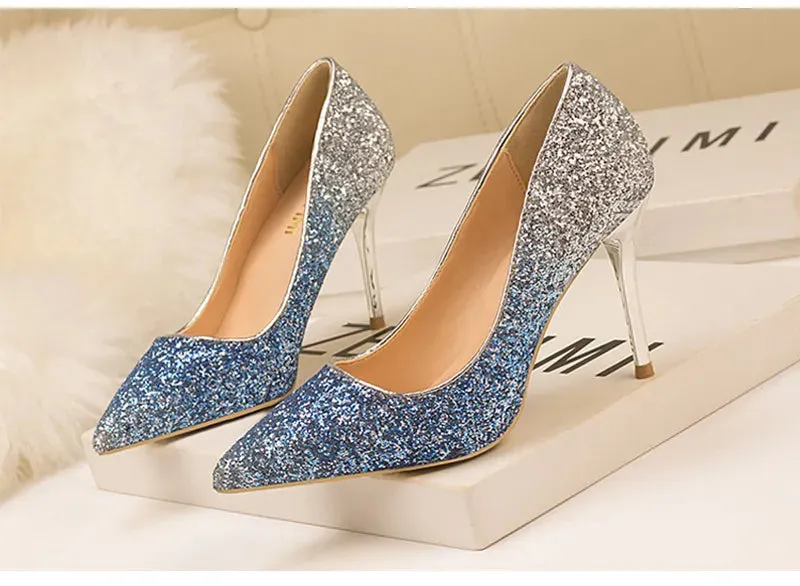 Sequin Gradient Pointed Heels