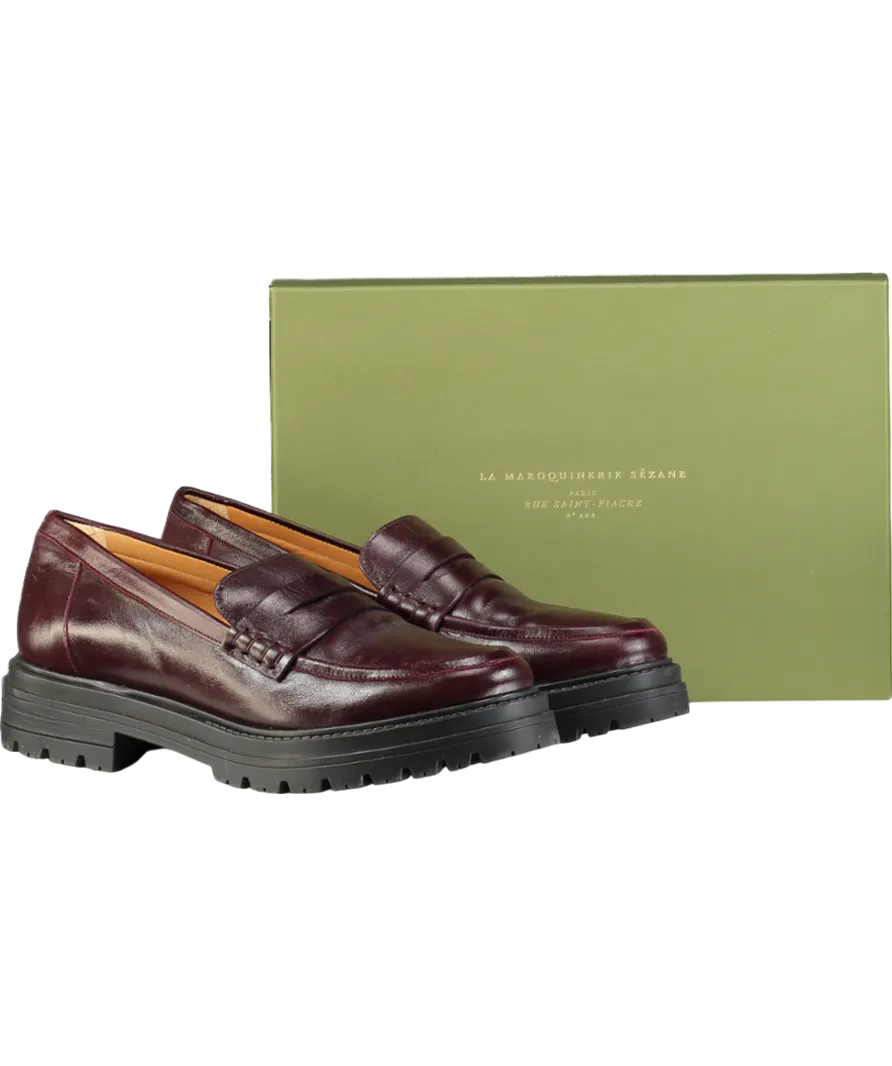 Sezane Red Albane Loafers  Glossy Burgundy UK 8 EU 41 👠