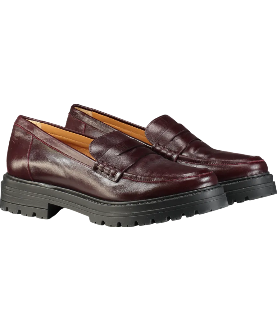 Sezane Red Albane Loafers  Glossy Burgundy UK 8 EU 41 👠