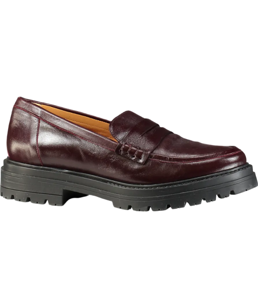 Sezane Red Albane Loafers  Glossy Burgundy UK 8 EU 41 👠