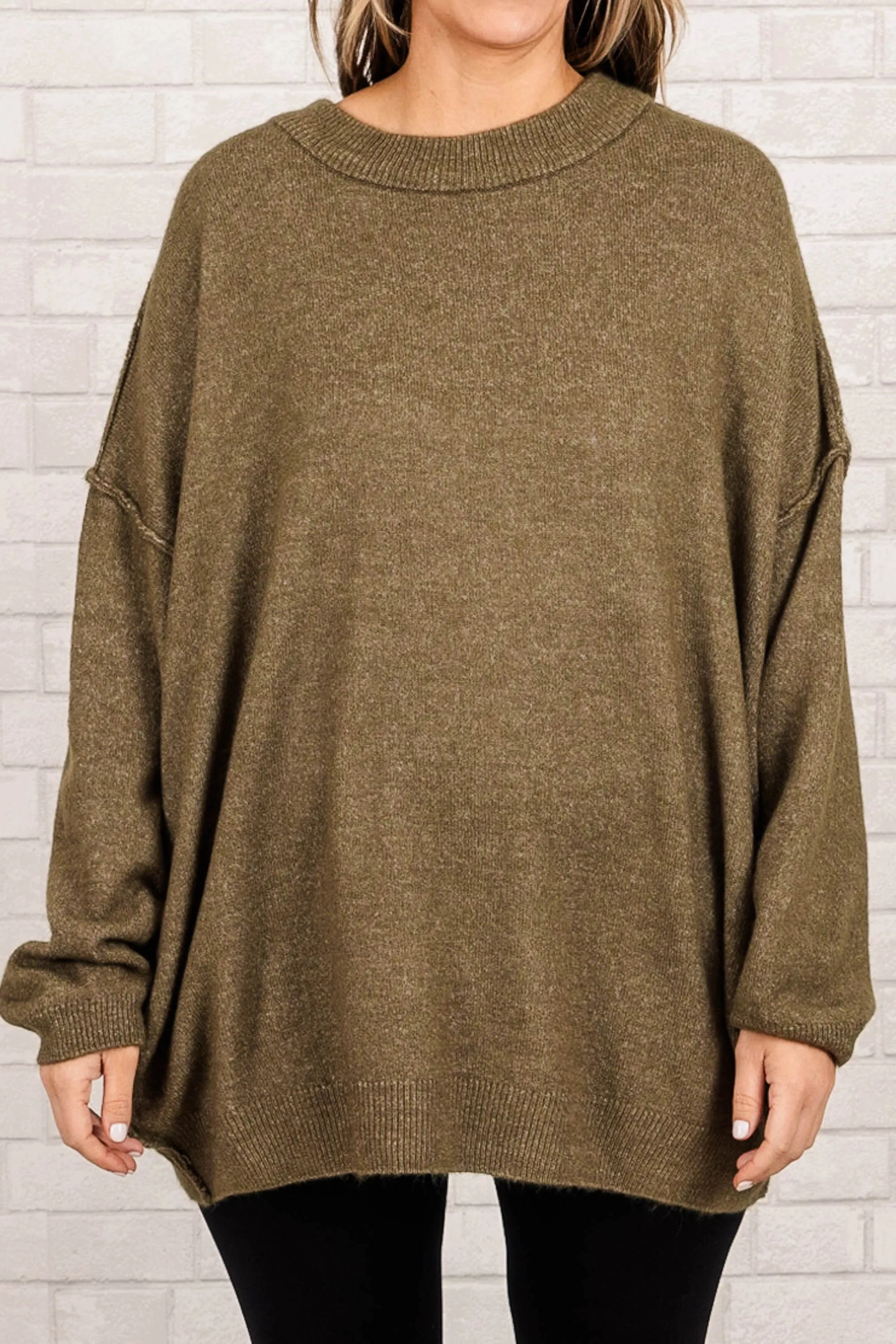 Too Comfy Sweater, Heather Olive