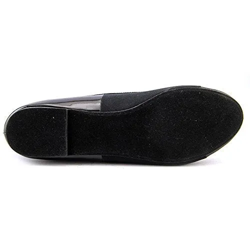 Wanted Barbie Black Patent Vegan Suede Fashion Gold Bow Flats