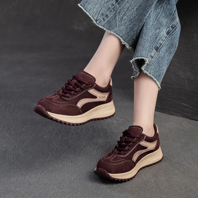 Women Fashion Patchwork Leather Casual Sneakers