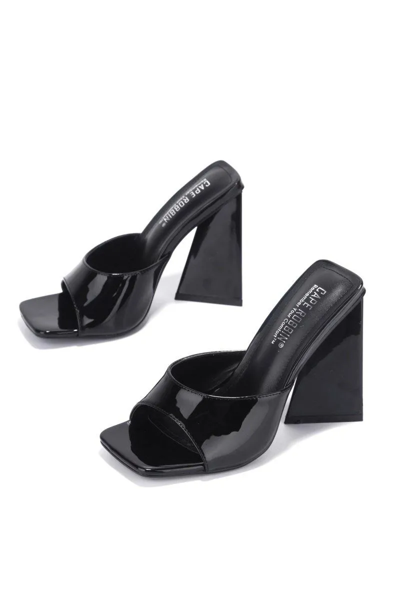 Women's Mule Sandals Chunky Block Heel Square Open Toe Heeled High Heel Mule Sandals Marty By Cape Robbin